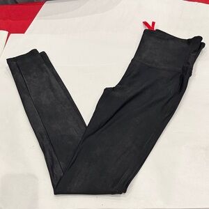 SPANX Black shiny Leggings with Red Tag